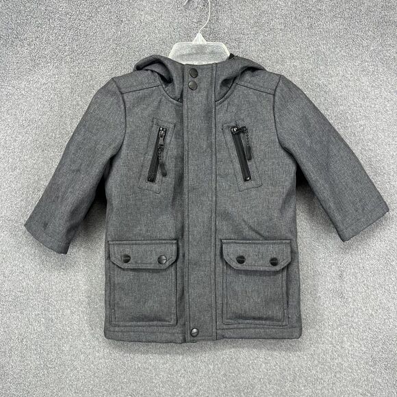 Urban Republic Jacket Toddler 2T Gray Hooded Zip Pockets Fleece Lined Snap Coat - Picture 1 of 16